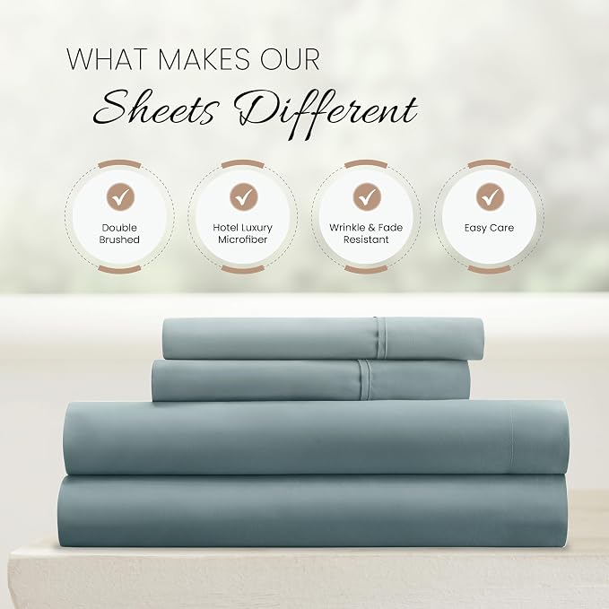 Linen Market Bed Sheets for Twin XL Size Bed (Ocean) - Sleep Better Than Ever with These Soft and Cooling Twin XL Sheets - Deep Pocket Fits 16" Thick Beds - 4 Piece Twin XL Sheet Set