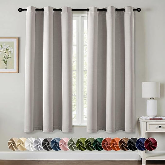 MIULEE Blackout Curtains for Bedroom 2 Panels 40 x 54 Inch Long Cobblestone | Thermal Insulated, Living Room Darkening Grommet Drapes, Noise Reducing, Light Blocking Window Treatments