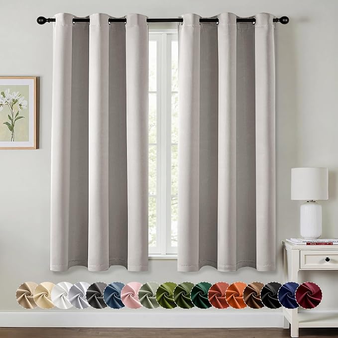 MIULEE Blackout Curtains for Bedroom 2 Panels 40 x 63 Inch Long Cobblestone | Thermal Insulated, Living Room Darkening Grommet Drapes, Noise Reducing, Light Blocking Window Treatments
