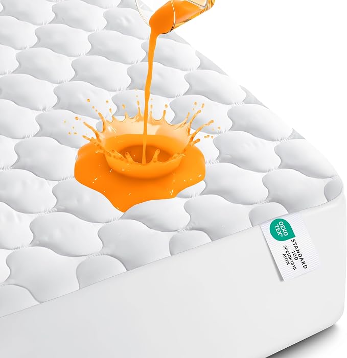 Waterproof Full Mattress Protector, Quilted Fitted Mattress Pad, White | Deep Pockets fits upto 16" Deep, 100% Waterproof Mattress Cover Soft Breathable & Noiseless Mattress Topper by Utopia Bedding