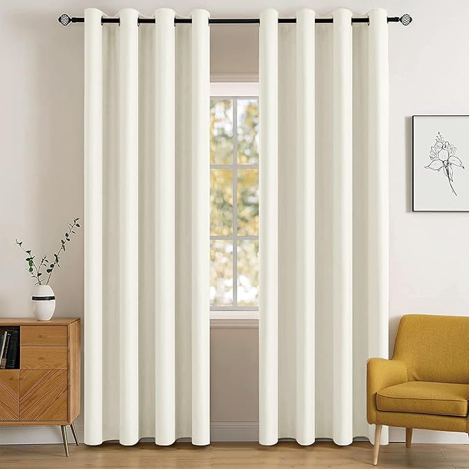 MIULEE Cream Blackout Bedroom Curtains Drapes 84 Inch Long 52"x84" | Grommet Top, Room Darkening Window Drapes, Privacy Protection, Thermal Insulated, Heat Blocking, Light Blocking