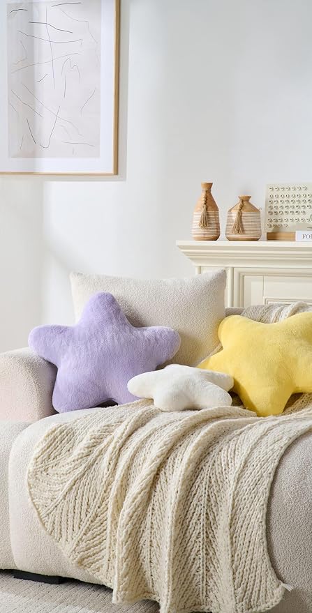 Set of 2 Room Decor Home Decor Throw Pillows Star Pillow Couch Pillows Decorative Pillows Bed Pillows Cute Pillows,Yellow 15"