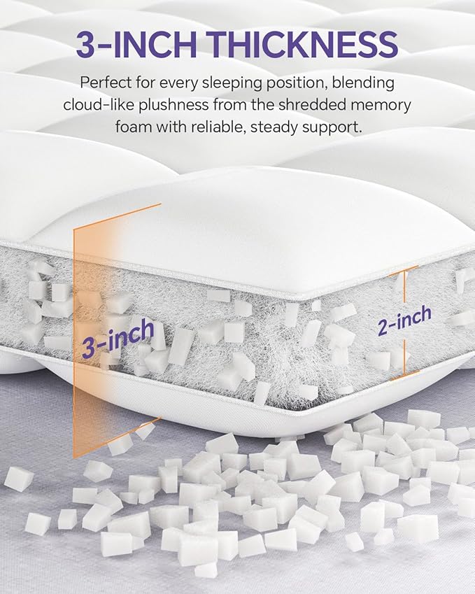 Dorm Room Essentials Dual Layer 5 Inch Memory Foam Mattress Topper Twin XL | 3 Inch Gel Memory Foam and 2 Inch Pillow Top Mattress Pad for Back to School , 7-Zone Egg Crate & 2-in-1 Design (Cream)