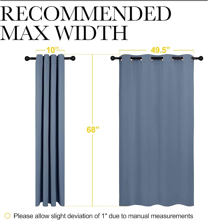 NICETOWN Blackout Curtains for Kitchen Window 2 Panels 55" x 68" Stone Blue | Sound & Heat & Cold Reducing Curtains & Drapes for Kitchen Window Kids Bedroom Home Decoration Draperies