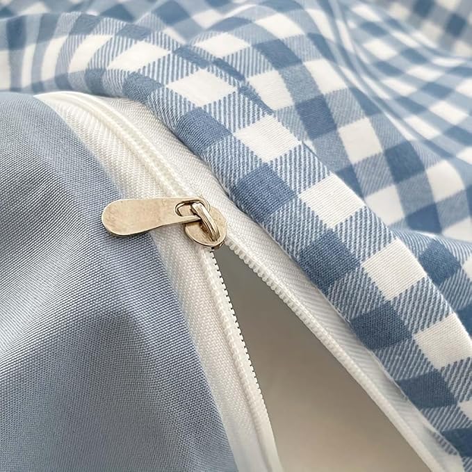 Nayoroom Blue Gingham Duvet Cover Set King Plaid Checkered Bedding | Reversible, Modern Coastal, Dorm Bedding, Soft Breathable Washed Microfiber, All-Season Comfort, Hidden Zipper, 4 Corner Ties