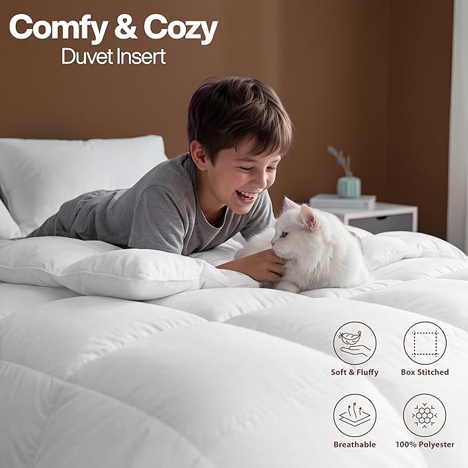 Utopia Bedding Full Size Comforter 2 Pack, Duvet Insert, White, 82 x 86 in | Soft and Fluffy Down Alternative Bed Comforter, All Season, Breathable, Corner Tabs, Box Stitched, Durable, Machine Washable