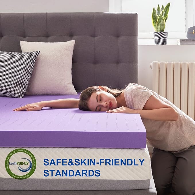 SINWEEK 4 Inch Gel Memory Foam Mattress Topper, Queen Size | Ventilated Soft Pressure Relieve Mattress Pad, Breathable Bed Topper, CertiPUR-US Certified, Queen Size