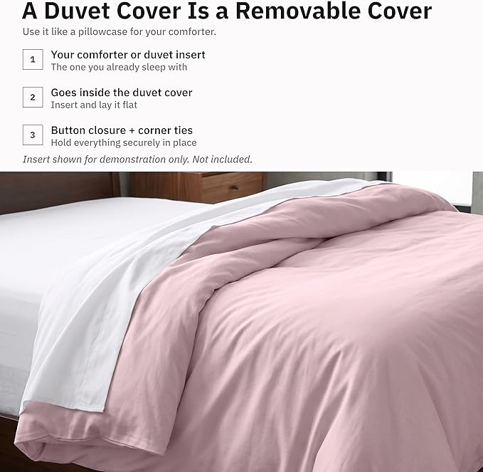 California Design Den Soft 100% Cotton Sateen King-Size Duvet Covers, Pink | Duvet Cover Only, Comforter Not Included, Backed by Good Housekeeping Seal, Button Closure & Corner Ties