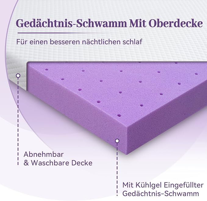 SINWEEK 3 Inch Gel Memory Foam Mattress Topper Queen Size, Ventilated High Density Pad for Back Pain, Bed Topper with Removable Soft Cover, CertiPUR-US Certified