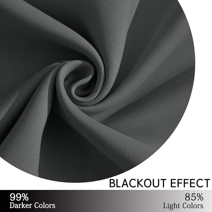 Yakamok Room Darkening Curtains 52x54 inch Length Dark Grey-Living Room | 2 panels,grommet blackout window treatment,thermal insulated,light blocking drapes,privacy protection,bedroom dining room