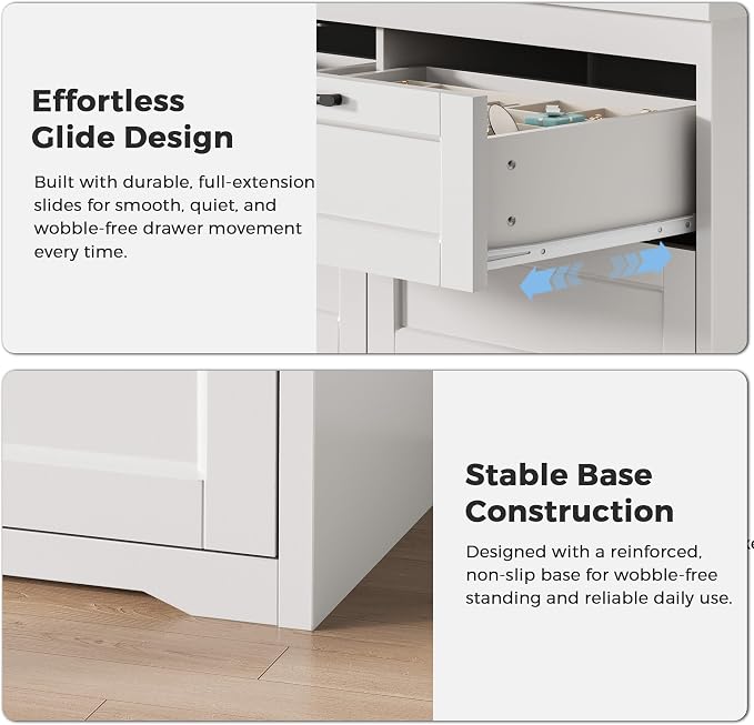 Jocoevol White 6 Drawer Dresser for Bedroom, 47.2" Modern Chest of Drawers | Wooden Storage Dresser with Mental Handle, Large Double Dresser with 5.9" Deep Drawers for Living Room, Hallway Entryway