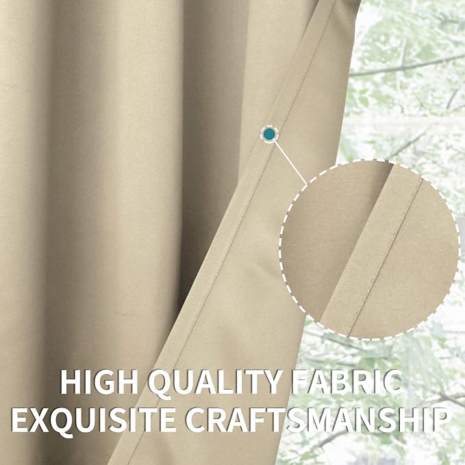 BGment Beige Room Darkening Curtains 63 Inch for Bedroom - 2 Panels | Grommet Top, Light-Blocking, Sunblock, Thermal Insulated, Window Drapes for Kids Boys Room, 52x63 Inch
