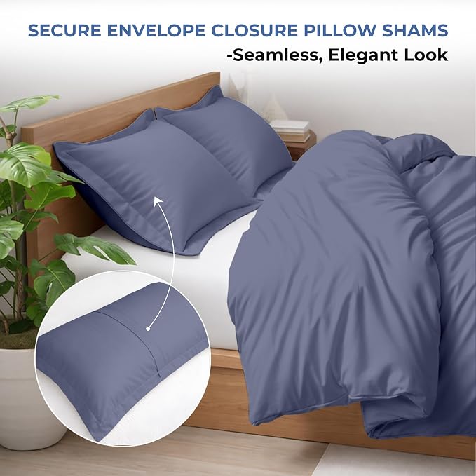 3 Pc Duvet Cover King Size Set-100% Egyptian Cotton Ultra Soft Premium Durable Comforter Cover Zipper Closure & Corner Ties - (Mediterranean Blue, 104" X 94")