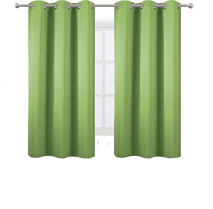 Light Green Thermal Blackout Curtains/38 x 63 Inch/Set of 2 Panels Room Darkening Curtains for Bedroom
