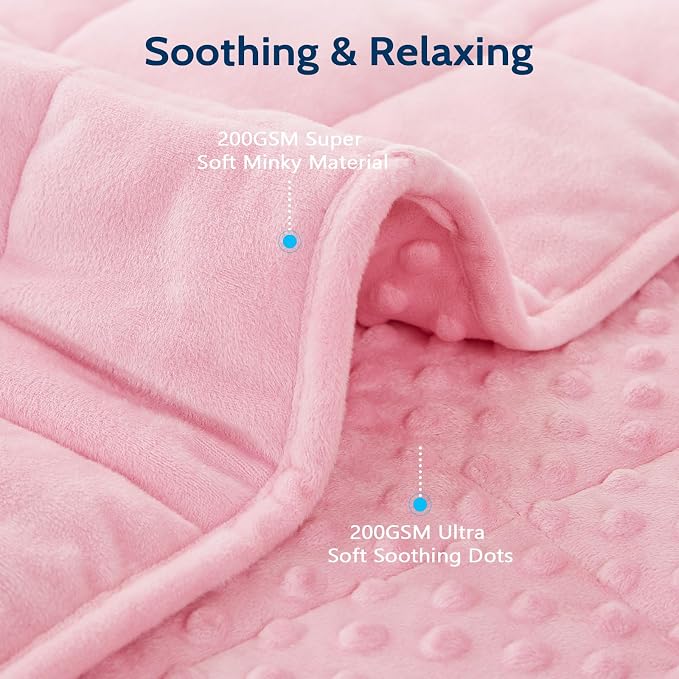 L'AGRATY Weighted Blanket for Adult - 80"x87" 25lbs Minky Dots Heavy Blanket with Glass Beads Soft Breathable for All-Season Summer Fall Winter Thick Comfort for Sleeping
