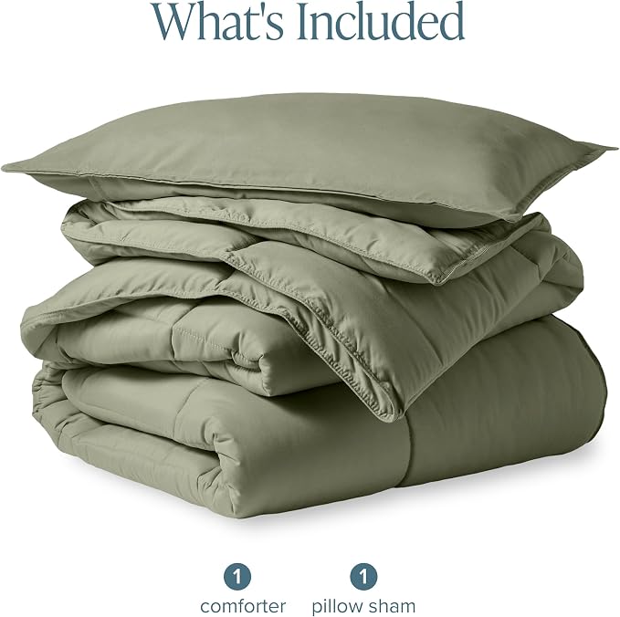 Bare Home Comforter Set - Twin/Twin Extra Long Size - Ultra-Soft - Goose Down Alternative - Premium 1800 Series - All Season Warmth (Twin/Twin XL, Sage) | All-Season, Breathable, Hypoallergenic, Premium 1800, Warm, Cozy