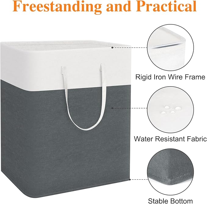 TasticTotes Laundry Basket 3-Pack, Laundry Hamper, 125L-Grey | Clothes Laundry Hamper, Collapsible Laundry Basket, Freestanding laundry hamper with Handles for Home or Dorm