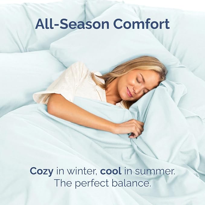 Full Flat Sheet - Single Top Flat Sheet Only - Soft & Cooling - Ice Blue | Hotel Luxury Top Flat Sheet Only, Ultra-Soft, Breathable & Cooling, Fade & Wrinkle Free, Easy-Care, Stain & Shrink Resistant