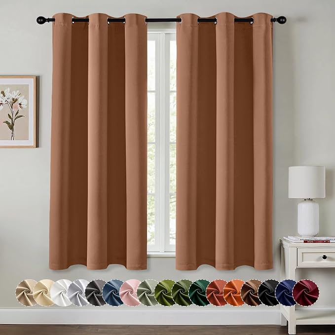 MIULEE Blackout Curtains for Bedroom 2 Panels 40 x 63 Inch Long Sun Baked | Thermal Insulated, Living Room Darkening Grommet Drapes, Noise Reducing, Light Blocking Window Treatments