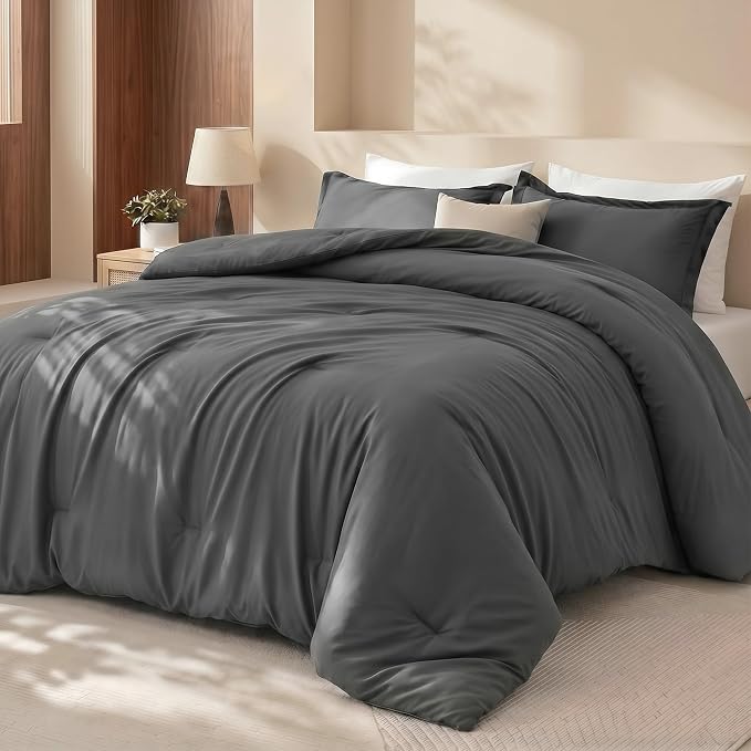 Utopia Bedding 3 Pc Queen Comforter Set, All Season Bedding, Grey | Bedding Set Includes Comforter (88x88) Inches, 2 Shams (20x26) Inches. Soft Microfiber Down Alternative, Machine Washable.