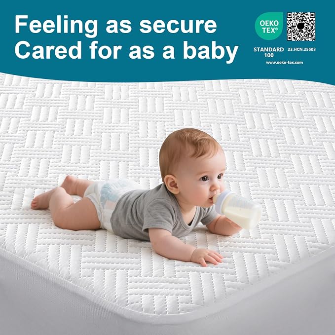 Waterproof California King Size Mattress Protector with Deep Pockets, White | Breathable Noiseless Soft Mattress Pad Cover Fits 8"-21" Deep Mattresses, Great for Home, Hotel & Bedroom, Machine Washable