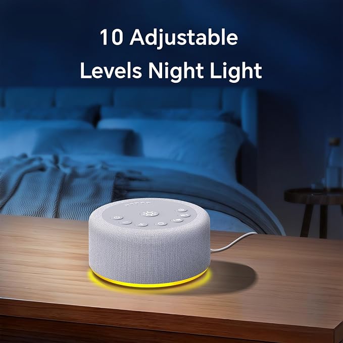 Sound Machine Night Light White Noise Brown Noise Machine 30 Non Looping Sounds 12 Lights 5 Timers 36 Adjustable Volume Memory Function Sleep Sounds Machine for Baby Kids Adult & Home Office Travel