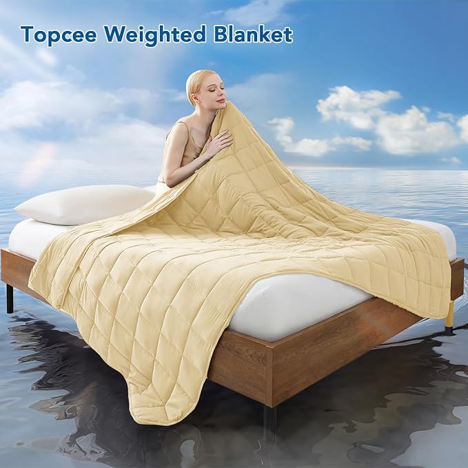Weighted Blanket for Adults (15 lbs, 48" x 72") Twin Size Soft Cooling Heavy Blanket Sleeping, Apply to 130-160 lbs Body, Thick Breathable Blanket with Glass Bead, Easy Care