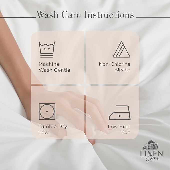 Linen Home 100% Cotton Percale Sheets Twin Size, Sand Shell, Deep Pocket, 3 Pieces Set- 1 Flat, 1 Fitted and 1 Pillowcase, Crisp Cool and Strong Long Staple Bed Linen