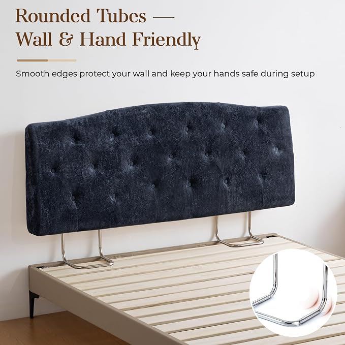 Vamcheer King Upholstered Headboard Navy Blue, No Assembly | Ideal for King Bed; High-density Foam; Adjustable Height; Provides Soft Support; Luxury Texture Fabric