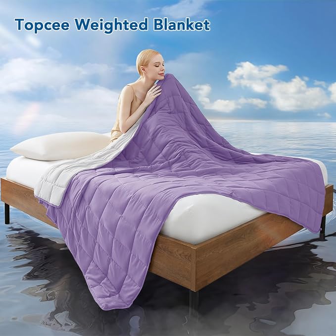 Weighted Blanket for Adults (15 lbs, 60" x 80") Queen Size Soft Cooling Heavy Blanket Sleeping, Apply to 130-160 lbs Body, Thick Breathable Blanket with Glass Bead, Easy Care