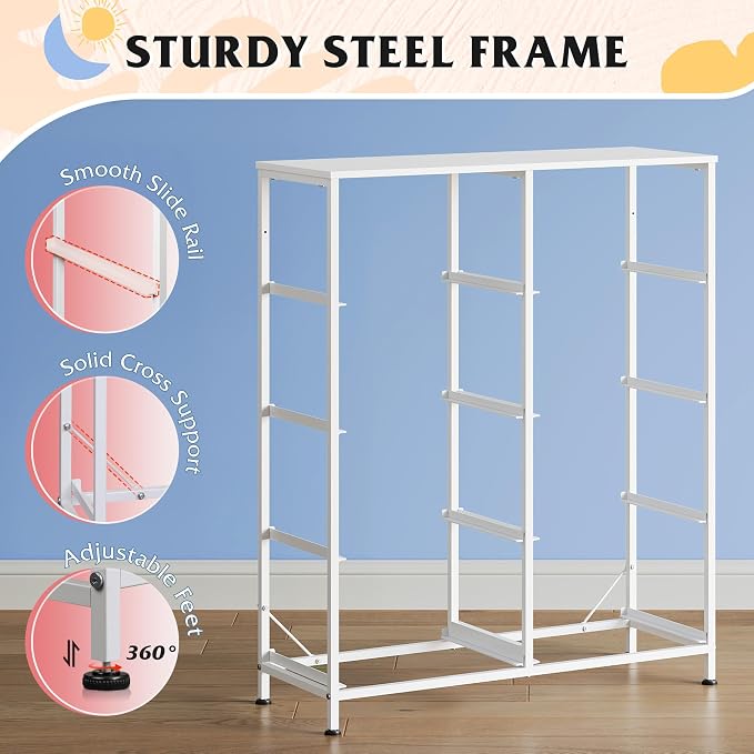 WLIVE 8 Drawer Fabric Dresser for Bedroom, Tall Storage Tower, Tie-dye | 8-drawer tall storage tower with fabric bins and wood tabletop, breathable non-woven, perfect for girls bedroom closet dorm