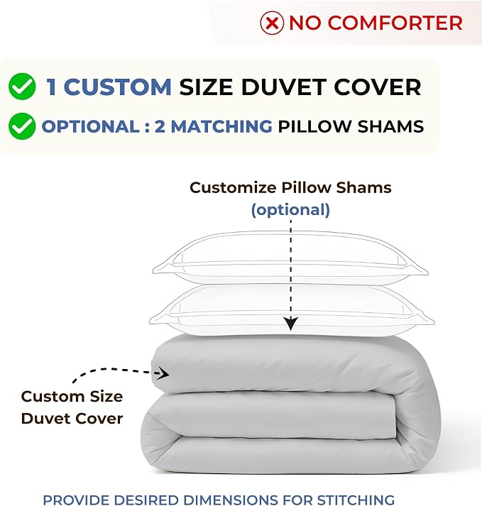 Custom Duvet Cover-100% Egyptian Cotton 600 Thread Count Soft Breathable Durable Customizable Comforter Cover(Desired Dimensions)-Zipper Closure & 7 Internal Ties-Night's Shadow