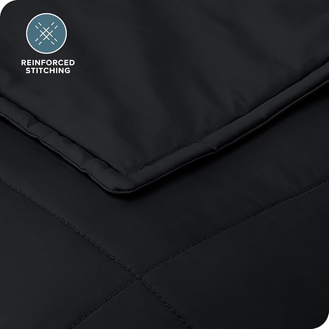 Bare Home Cotton Weighted Blanket (Black, 48"x72" 15lbs) | Full or Queen Size for Adults, All-Natural 100% Cotton, Premium Heavy Blanket Nontoxic Glass Beads