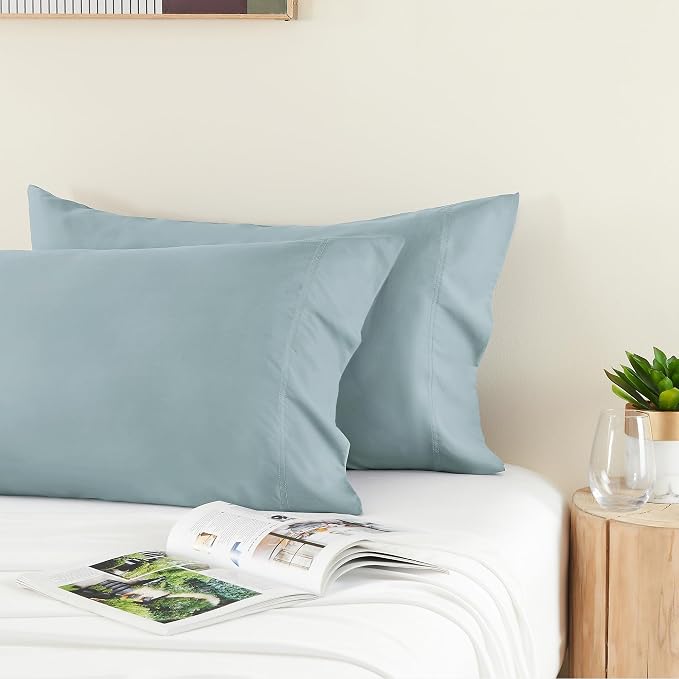 BEDELITE King Pillow Cases Set of 2, Rayon Derived from Bamboo, Haze Blue | Cooling and Breathable Pillow Cover for Hot Sleepers & Night Sweats, Silky Soft Cozy, Envelope Closure, 20x36 Inches