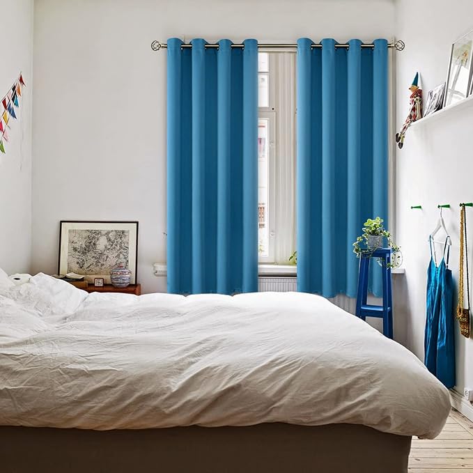 BGment Blackout Curtains - Grommet Thermal Insulated Room Darkening Bedroom and Living Room Curtains, Set of 2 Panels (52 x 63 Inch, Steel Blue) | Grommet Top, Black Out, Room Darkening, Sunblock, Thermal Insulated, Window Drapes for Kids Boys Room, 52...