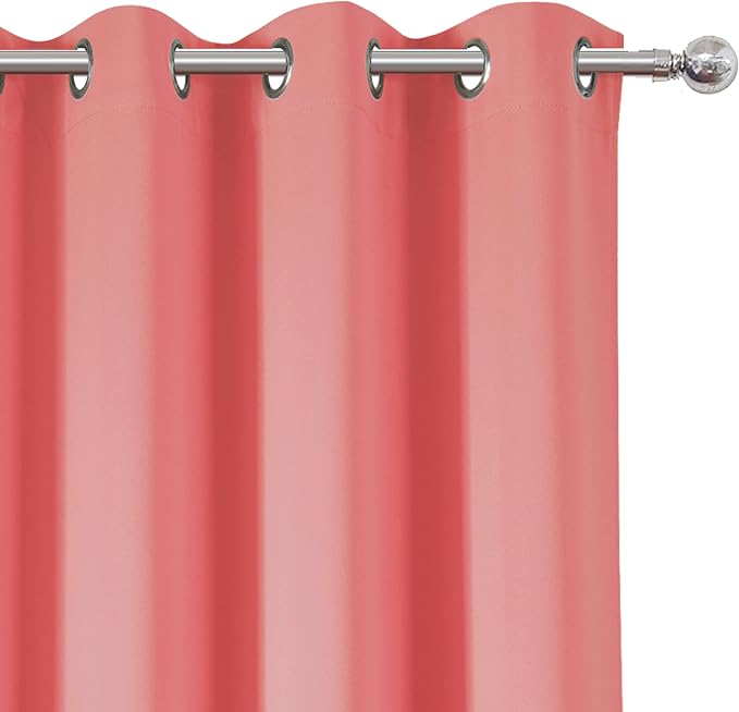 Blackout Curtains 66 x 95 inch/Coral Curtains Set of 2 Panels/Thermal Insulated Room Darkening Bedroom Curtains