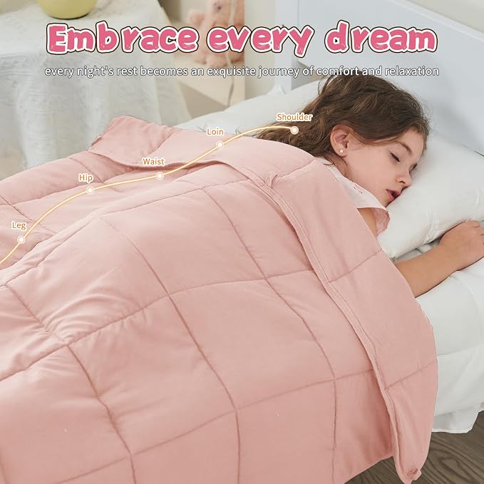 Weighted Blanket 3lbs, 36"x48", Cooling Heavy Throw Blanket for 20-40lbs, Microfiber Soft Big Blankets Weighted Comforter, Pink