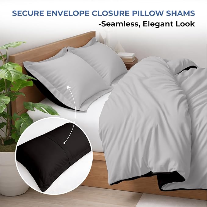 Custom Duvet Cover-100% Egyptian Cotton 600 Thread Count Soft Breathable Durable Customizable Comforter Cover(Desired Dimensions)-Zipper Closure & 7 Internal Ties-Night's Shadow