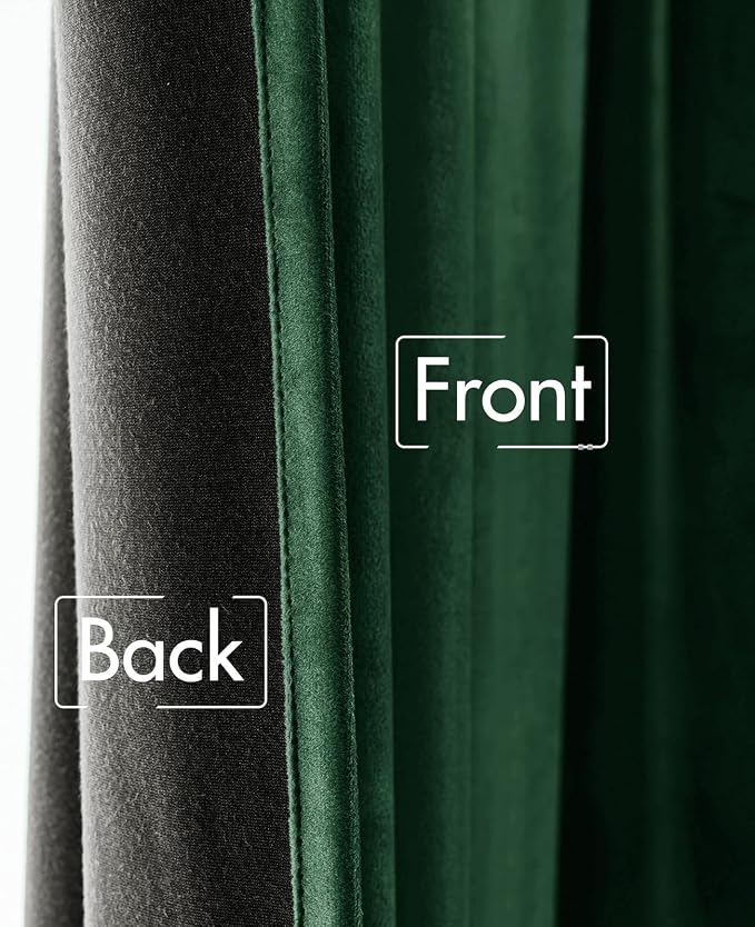 MIULEE Velvet Curtains 52x84 inches 2 Panels Hunter Green Blackout Curtains | Luxury, Bedroom Living Room, Thermal Insulated, Super Soft Window Drapes, Rod Pocket & Back Tab, Christmas Forest Green