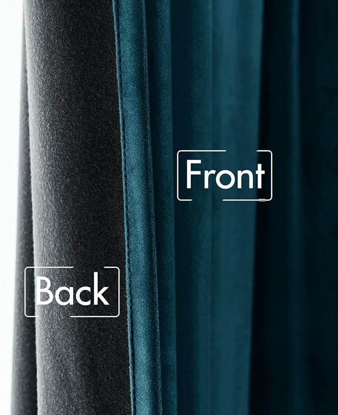 MIULEE Peacock Blue Velvet Curtains 52x96 inches 2 Panels Blackout Curtains | Luxury, Thermal Insulated, Super Soft Window Drapes for Bedroom Living Room, Rod Pocket & Back Tab