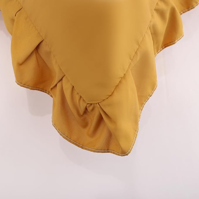 Merryword Mustard Yellow Pillowcases Standard Pillowcases 20x26inch Set of 2 Ruffle Pillow Shams Cute Pillow Covers Solid Yellow Shabby Chic Pillowcases