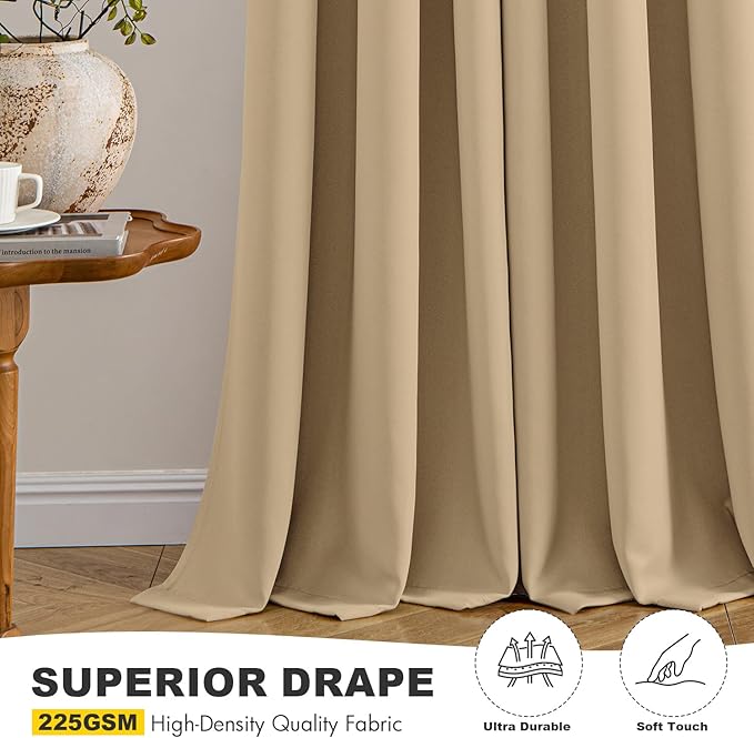 MIULEE Blackout Curtains for Bedroom 2 Panels 40 x 45 Inch Long Taupe Brown | Thermal Insulated, Living Room Darkening Grommet Drapes, Noise Reducing, Light Blocking Window Treatments
