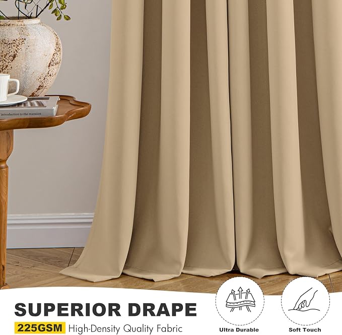 MIULEE Blackout Curtains for Bedroom 2 Panels 40 x 84 Inch Long Taupe Brown | Thermal Insulated, Living Room Darkening Grommet Drapes, Noise Reducing, Light Blocking Window Treatments
