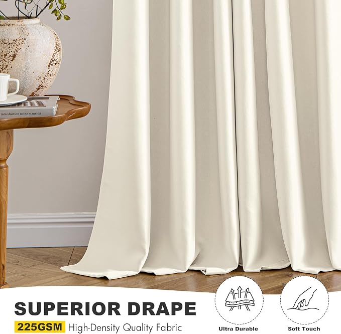 MIULEE Blackout Curtains for Bedroom 2 Panels 40 x 45 Inch Long Birch | Thermal Insulated, Living Room Darkening Grommet Drapes, Noise Reducing, Light Blocking Window Treatments