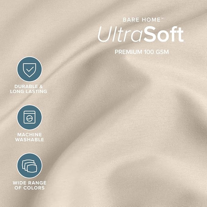 Bare Home Split King Sheet Set - 1800 Ultra-Soft (Split King, Sand) | Deep Pockets 6 to 15 Inches, Breathable, Hypoallergenic, Hotel Luxury, Easy Fit, Soft, All-Season
