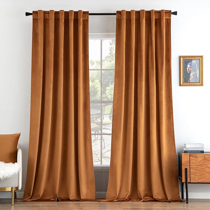 MIULEE Velvet Curtains 52x96 inches 2 Panels Gold Brown Blackout Curtains | Luxury, Bedroom Living Room, Thermal Insulated, Super Soft Window Drapes, Rod Pocket & Back Tab