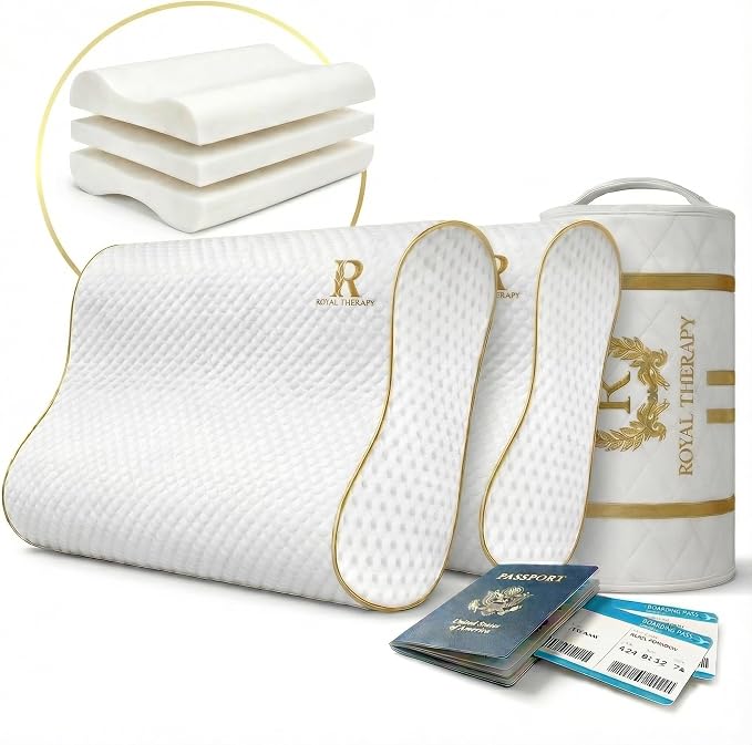 2-Pack Travel Memory Foam Pillow, Camping, Cervical for Pain, Contour, Pillow for Neck and Shoulder, Neck