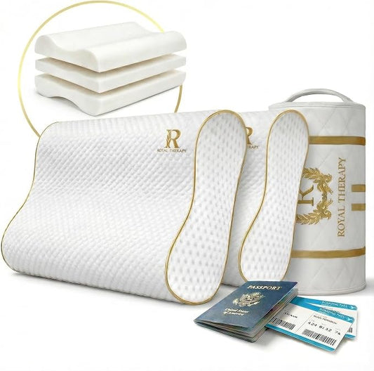 2-Pack Travel Memory Foam Pillow, Camping, Cervical for Pain, Contour, Pillow for Neck and Shoulder, Neck