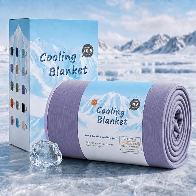 Topcee Cooling Blanket(90"x108"King Size) for Night Sweats Absorbs Heat to Keep Adults Cool on Warm Nights, Q-Max 0.5 Cooling Blankets for Hot Sleepers, Ultra-Cool Lightweight Blanket for Bed | Absorbs Heat Cold Summer Blanket for Night Sweats & Menopa...