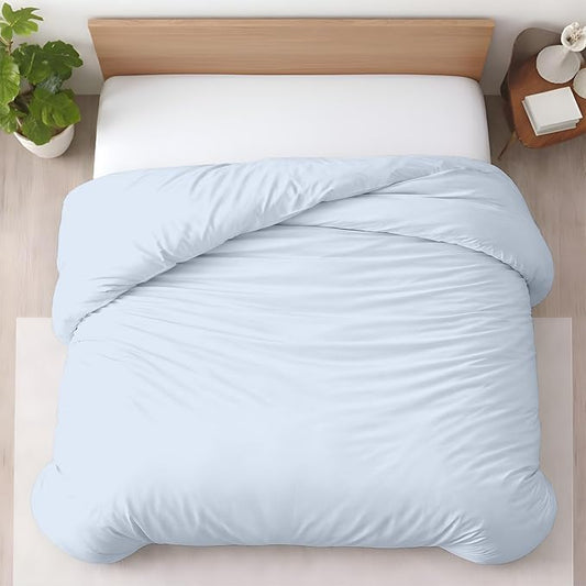 1 Pc Duvet Cover Queen Size/Full Size-100% Egyptian Cotton Ultra Soft Premium Durable Comforter Cover Zipper Closure & Corner Ties- (Light Blue, 90" X 90")